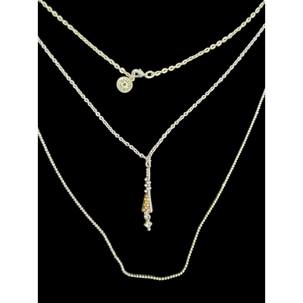 Vintage Sweet Romance Silvertond Multiple Chain Y-pendant Necklace
